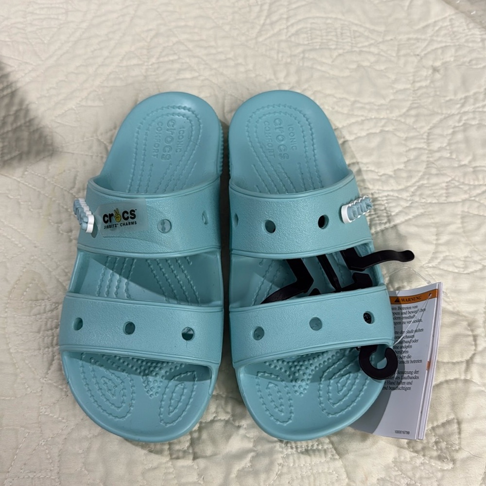 Crocs Classic Slide Sandals W sz 5, M sz 3 Light Blue Two Strap Slip On Unisex